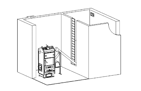 Помещение котельной  с встроенным резервуаром для пеллет 5 м3